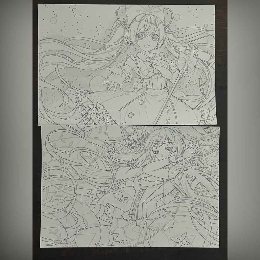 10 pack of sketch-like hatsune Miku colouring pages - Picture 6 of 7